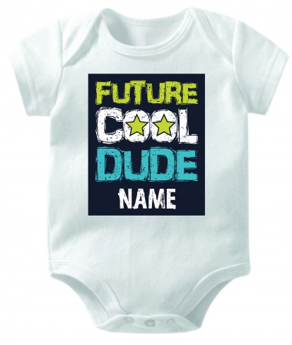 Personalised Future Cool Dude White Cotton Baby Romper